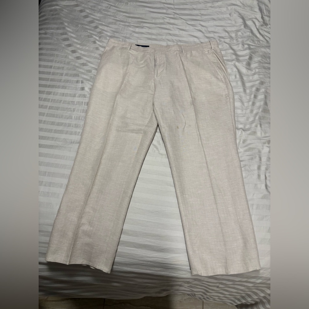 Perry Ellis Cream Linen Pant